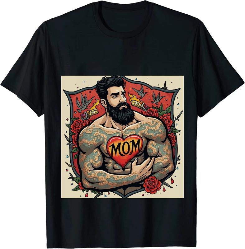 [100% Cotton] Retro Tattoo Style MOM Heart Flame T-Shirt Hoodie, Sweatshirt | HypeDripTees.com