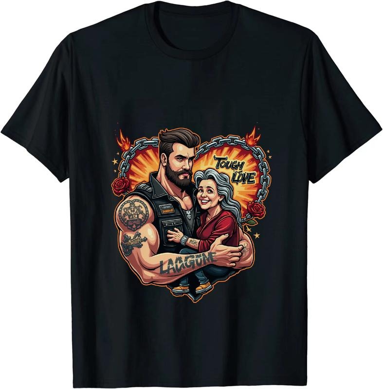 [100% Cotton] Romantic Couple Embrace With Flames And Roses T-Shirt For Love And Passion Hoodie, Sweatshirt