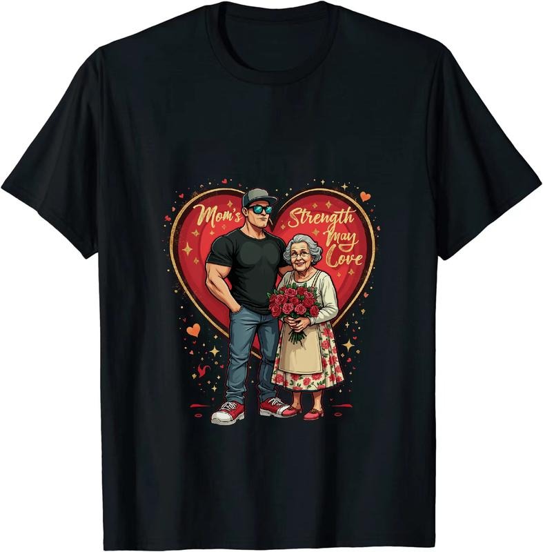 [100% Cotton] Romantic Couple With Red Heart And Flowers Design T-Shirt For Love And Strength Hoodie, Sweatshirt
