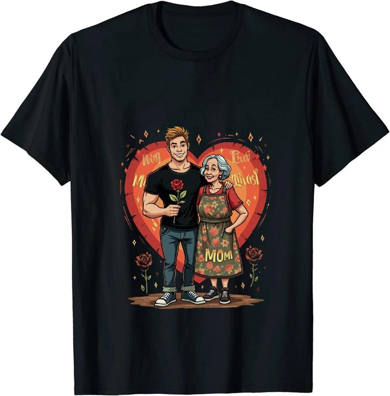 [100% Cotton] Romantic Couple With Red Roses And Heart Design Mom T-Shirt Hoodie, Sweatshirt | HypeDripTees.com