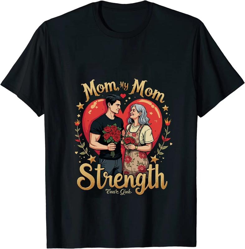 [100% Cotton] Romantic Couple With Red Roses Heart Design Mommy Strength T-Shirt Hoodie, Sweatshirt | HypeDripTees.com