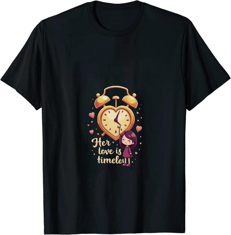 [100% Cotton] Romantic Heart Shaped Alarm Clock Timeless Love Purple Hair Girl T-Shirt Hoodie, Sweatshirt | HypeDripTees.com