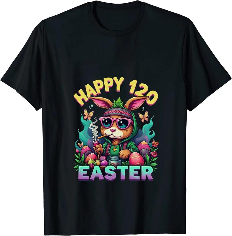 [100% Cotton] Royal Regalia Happy 4 - 20 Easter Bunny T - Shirt With Colorful Accents Hoodie, Sweatshirt | HypeDripTees.com