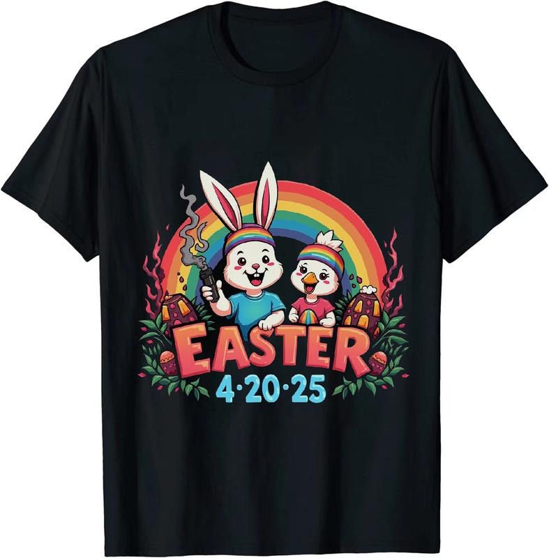 [100% Cotton] Sophisticated Easter 4 20 25 Bunny Duck T - Shirt With Greenery Hoodie, Sweatshirt | HypeDripTees.com