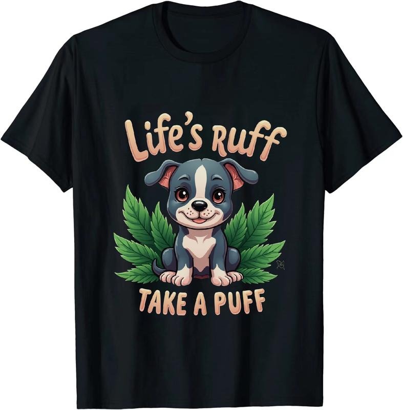 [100% Cotton] Sophisticated Life's Puff Take a Puff T - Shirt with Puppy Art Hoodie, Sweatshirt | HypeDripTees.com