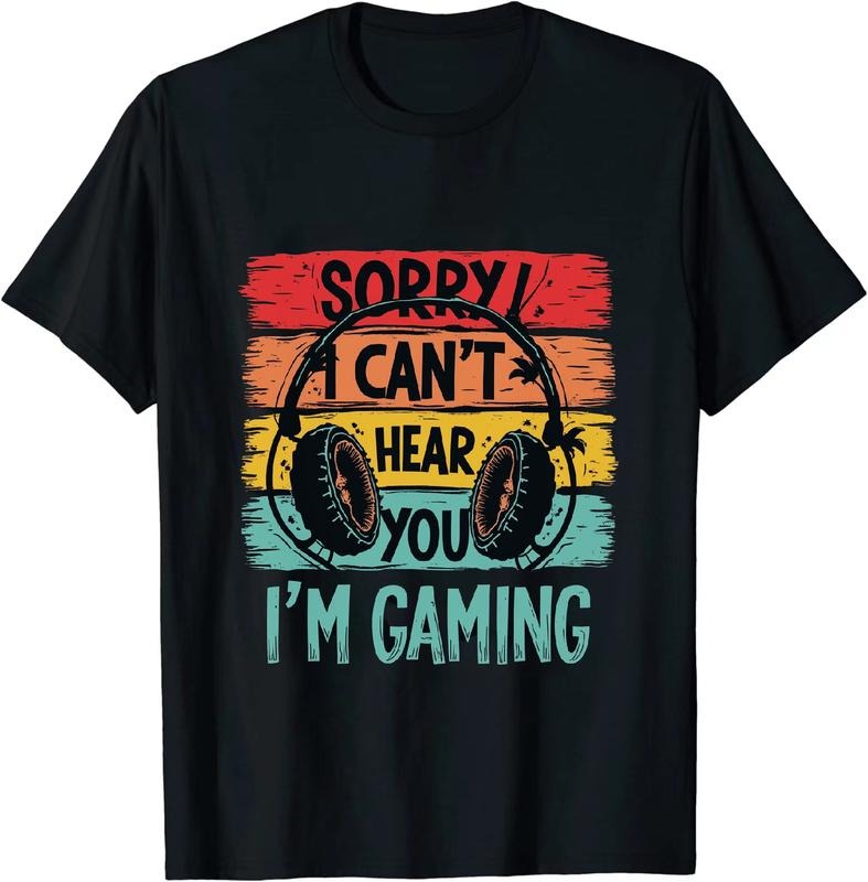[100% Cotton] Spirited - Hearted Gamer T - Shirt Sorry I Can't Heou I'm Gaming for Gaming