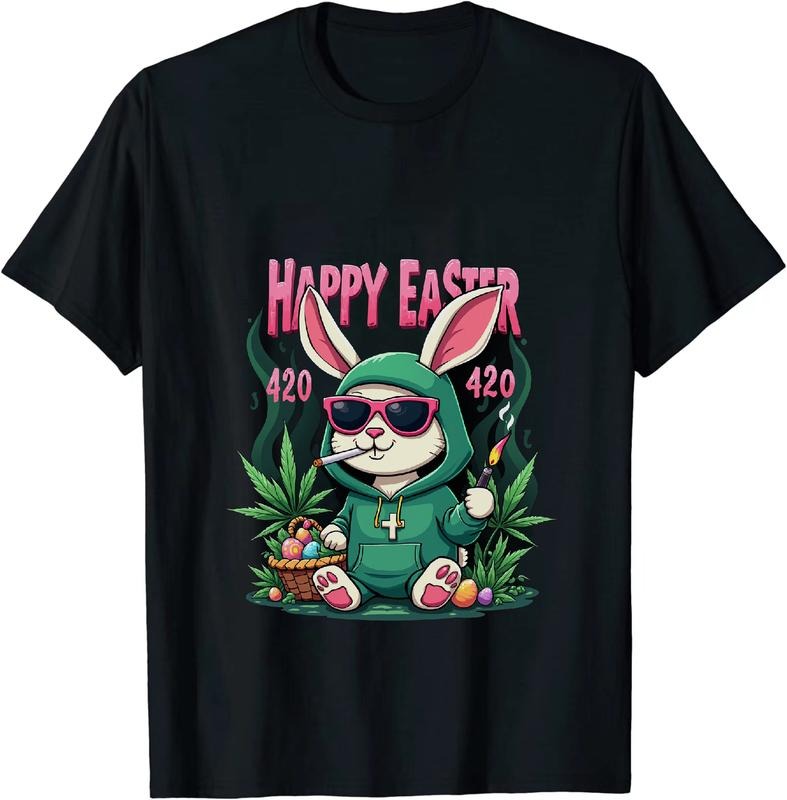 [100% Cotton] Streetwear Chic Happy Easter 420 T - Shirt Featuring Smoking Bunny Hoodie, Sweatshirt | HypeDripTees.com
