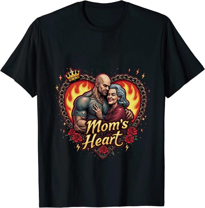 [100% Cotton] Strong Bald Man And Blue Haired Grandma Hugging In Heart Flame T-Shirt Hoodie, Sweatshirt | HypeDripTees.com