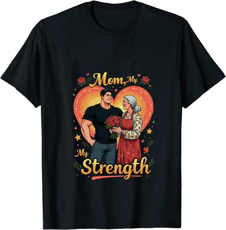 [100% Cotton] Strong Man And Loving Mom Heartwarming Family Bond T-Shirt Hoodie, Sweatshirt | HypeDripTees.com