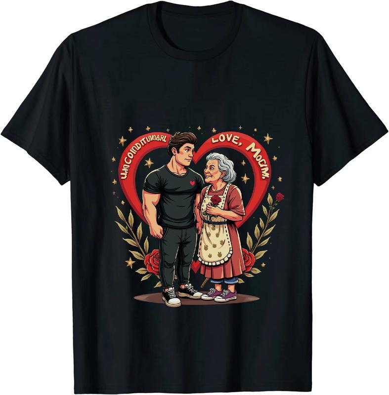 [100% Cotton] Strong Man And Sweet Grandma With Red Hearts Love Mom T-Shirt Hoodie, Sweatshirt | HypeDripTees.com