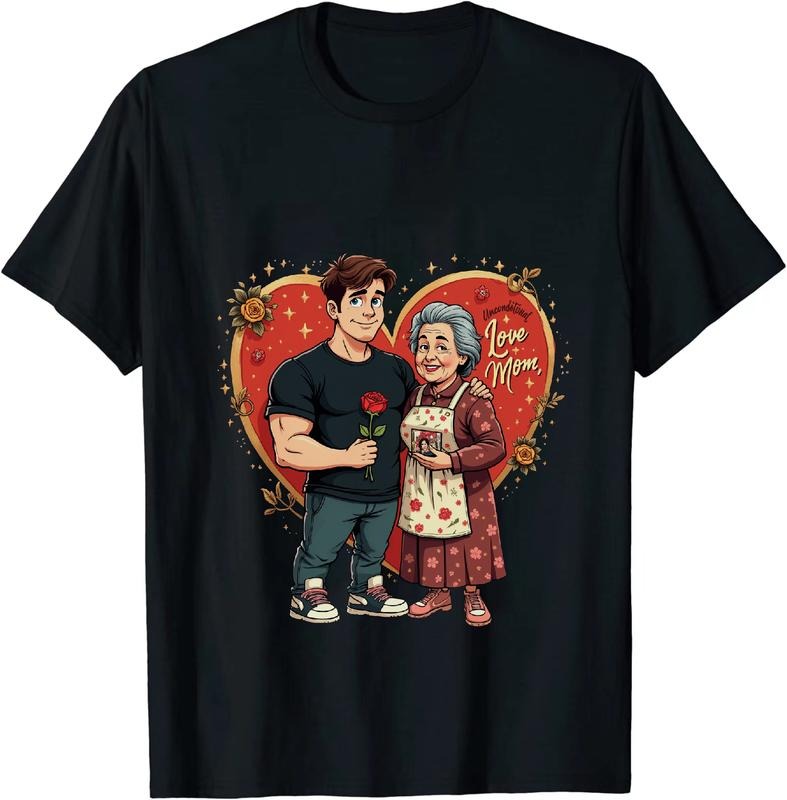 [100% Cotton] Strong Man And Sweet Grandma With Rose Heart Love Mom T-Shirt Hoodie, Sweatshirt | HypeDripTees.com