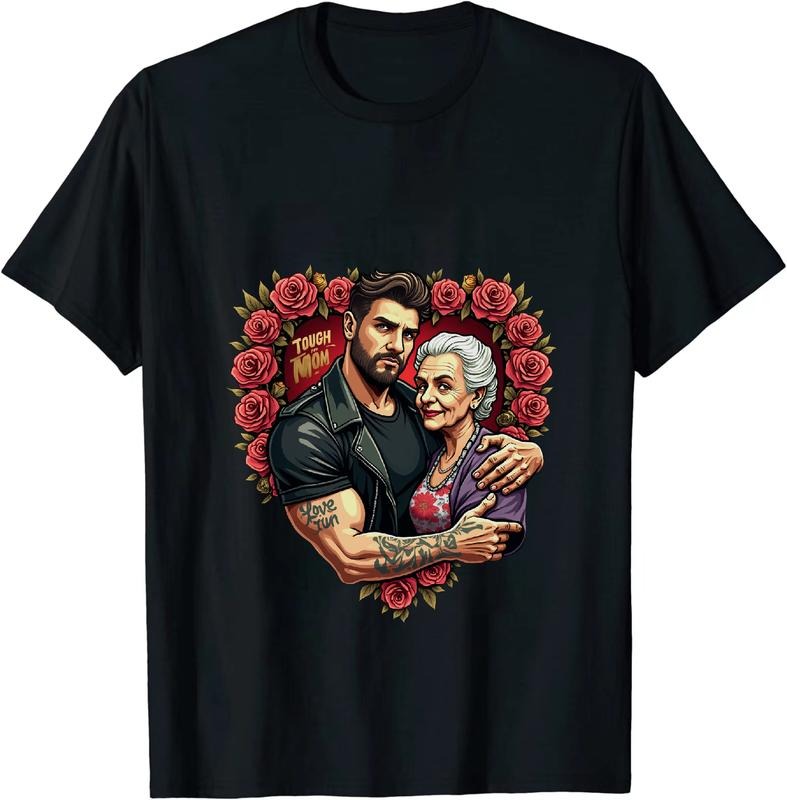 [100% Cotton] Strong Man And Sweet Grandma With Rose Heart Love T-Shirt Design For Family Bonding Hoodie, Sweatshirt