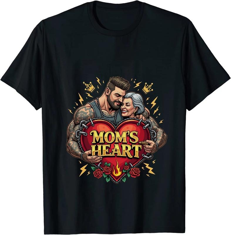 [100% Cotton] Strong Man Holding Moms Heart With Love T-Shirt Design For Family Lovers Hoodie, Sweatshirt | HypeDripTees.com