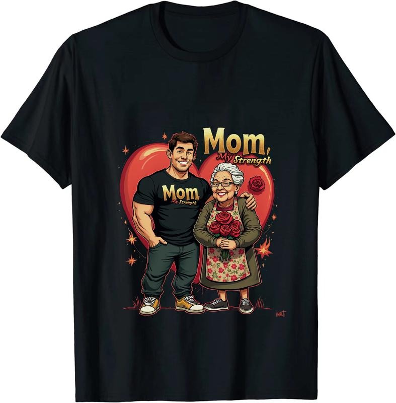 [100% Cotton] Strong Mom And Son Heartwarming Love T-Shirt With Floral Roses Design Hoodie, Sweatshirt | HypeDripTees.com