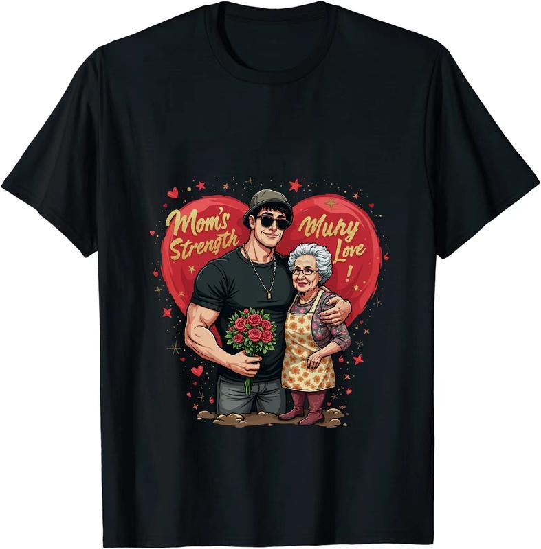 [100% Cotton] Strong Mom Love Heartwarming Family Bond T-Shirt With Roses And Hearts Design Hoodie, Sweatshirt