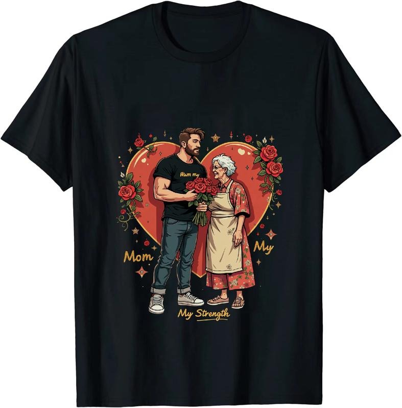 [100% Cotton] Strong Son And Loving Mom Heartwarming Family Bond T-Shirt Design With Roses Hoodie, Sweatshirt