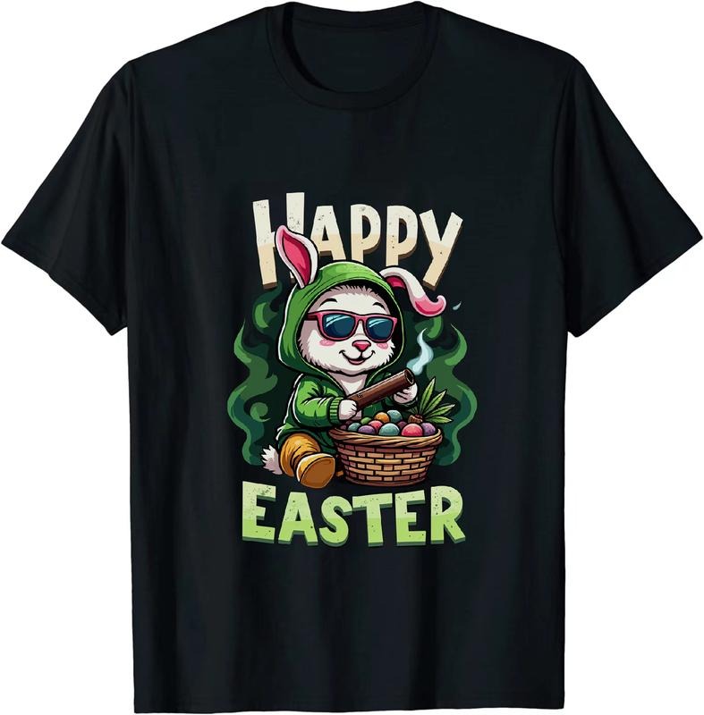 [100% Cotton] Stylish Easter Bunny 420 T - Shirt With Egg Basket Hoodie, Sweatshirt | HypeDripTees.com