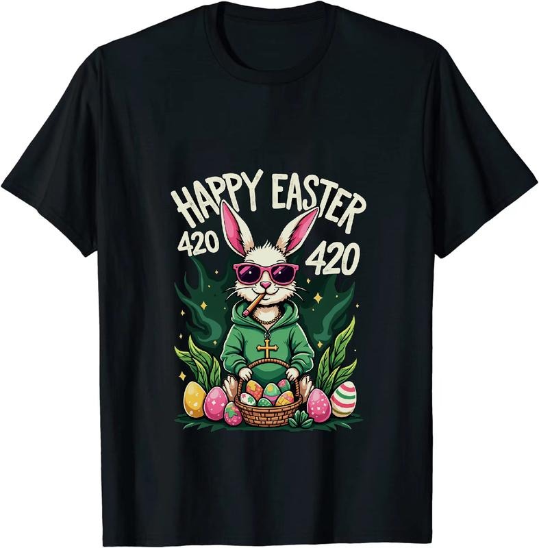 [100% Cotton] Suave 420 Easter Bunny T - Shirt With Green Hoodie Sweatshirt | HypeDripTees.com