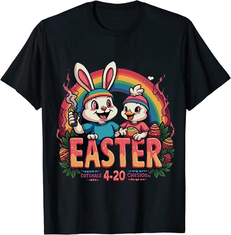 [100% Cotton] Suave Easter 4 20 25 Bunny T - Shirt With Duck And Rainbow Hoodie, Sweatshirt | HypeDripTees.com