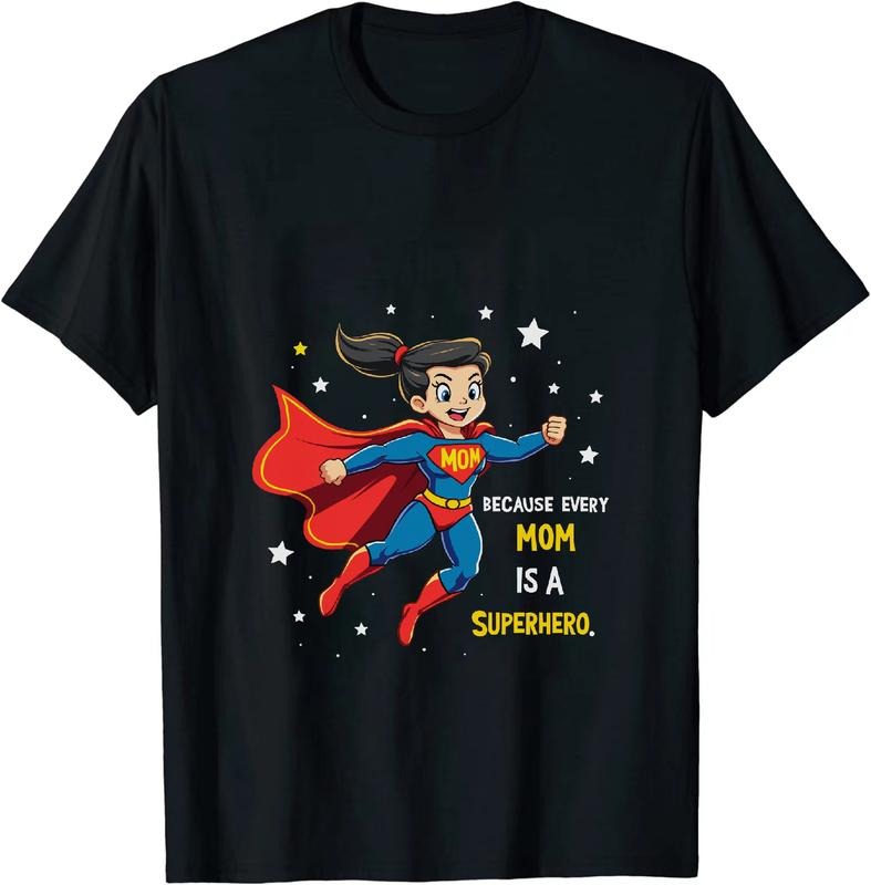 [100% Cotton] Super Mom Hero Cartoon Illustration T-Shirt For Women Hoodie, Sweatshirt | HypeDripTees.com