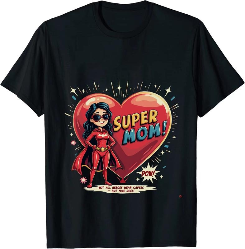 [100% Cotton] Super Mom Hero Heart Design Funny Family Love T-Shirt For Men And Women Hoodie, Sweatshirt | HypeDripTees.com