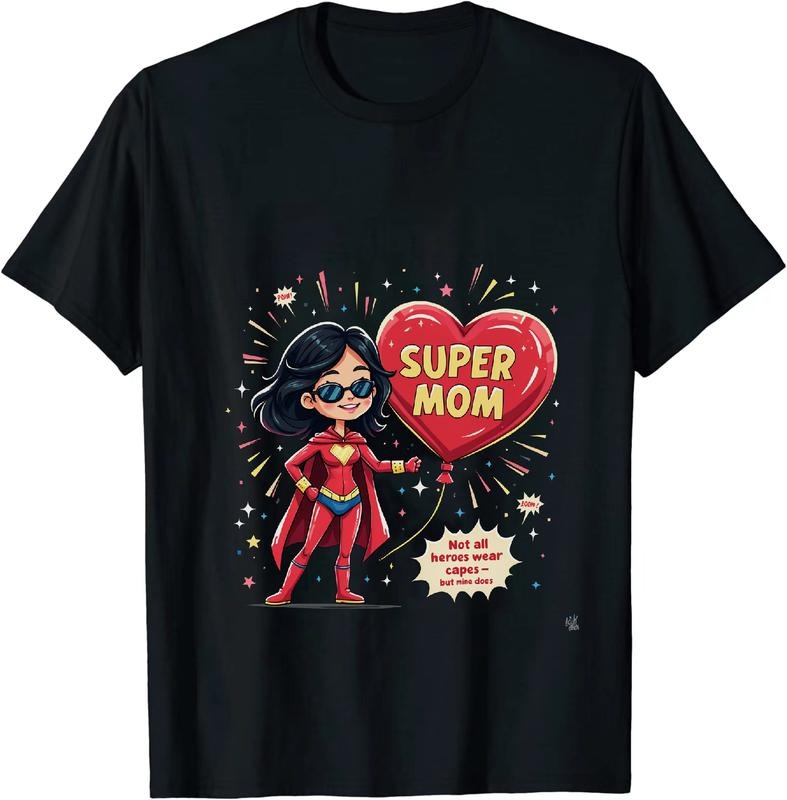 [100% Cotton] Super Mom Hero Heart Love Ya T-Shirt For Women Hoodie, Sweatshirt | HypeDripTees.com
