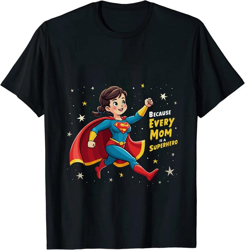 [100% Cotton] Super Mom Hero With Cape And S Emblem Running T-Shirt Hoodie, Sweatshirt | HypeDripTees.com