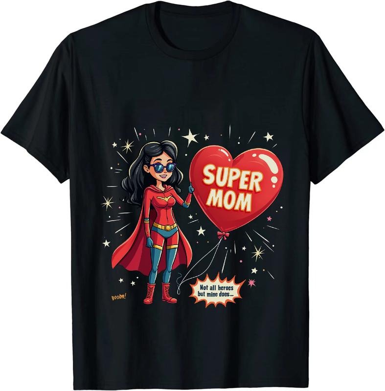 [100% Cotton] Super Mom Hero With Cape Heart T-Shirt For Women Hoodie, Sweatshirt | HypeDripTees.com