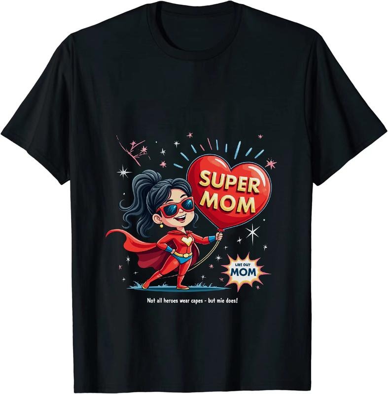 [100% Cotton] Super Mom Hero With Heart Cape Funny T-Shirt Design For Women Hoodie, Sweatshirt | HypeDripTees.com