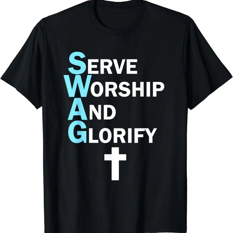 [100% Cotton] Swag Serve Washup And Glorify Cross Design T-Shirt For Inspiration And Faith Hoodie, Sweatshirt