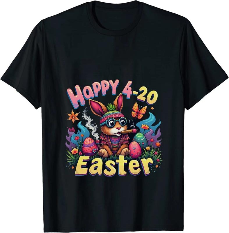 [100% Cotton] Swaggy Happy 4 - 20 Easter Bunny T - Shirt With Colorful Elements Hoodie, Sweatshirt | HypeDripTees.com