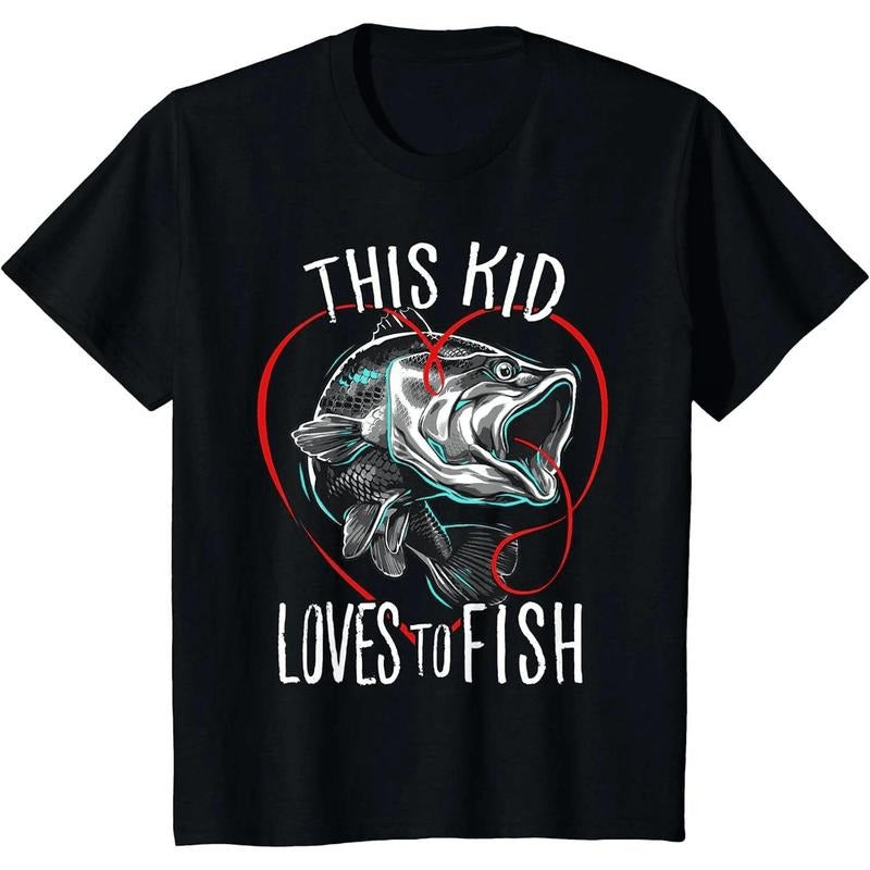 [100% Cotton] This Kid Loves To Fish Graphic Design T-Shirt With Heart And Lure Artwork Hoodie, Sweatshirt | HypeDripTees.com