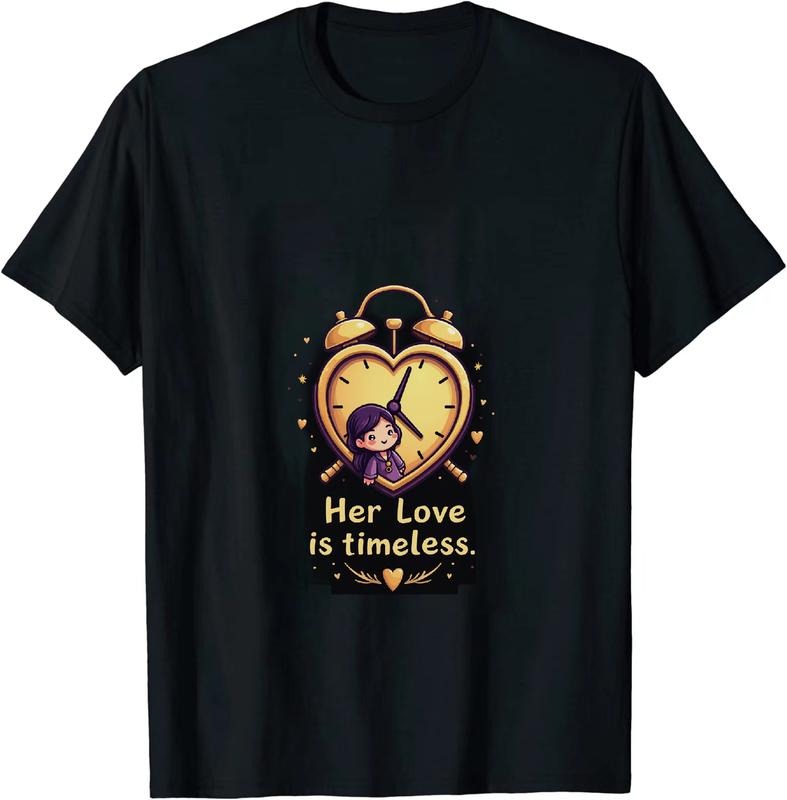 [100% Cotton] Timeless Heart Clock Love Cartoon Girl Purple Outfit T-Shirt Hoodie, Sweatshirt | HypeDripTees.com