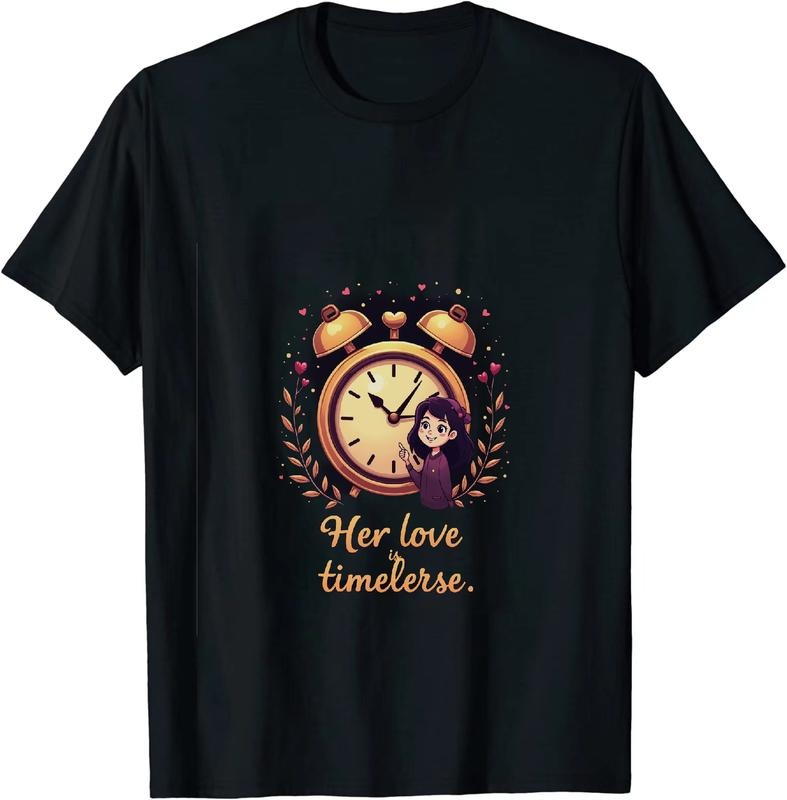 [100% Cotton] Timeless Love Alarm Clock Cartoon Character T-Shirt With Hearts Design Hoodie, Sweatshirt | HypeDripTees.com