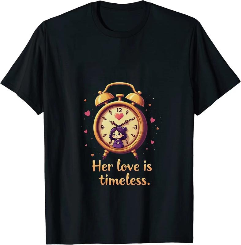 [100% Cotton] Timeless Love Alarm Clock Heart Design Cute Cartoon T-Shirt Hoodie, Sweatshirt | HypeDripTees.com