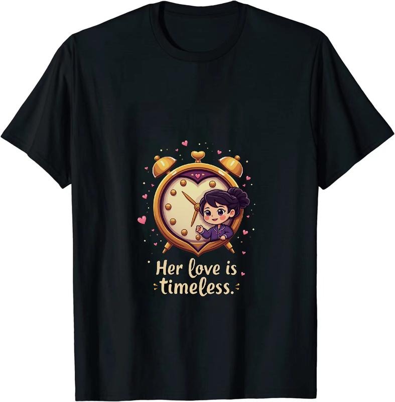 [100% Cotton] Timeless Love Cartoon Clock Heart Design T-Shirt Hoodie, Sweatshirt | HypeDripTees.com