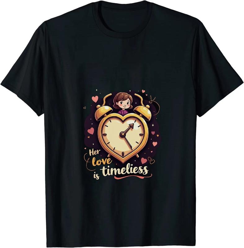 [100% Cotton] Timeless Love Heart Clock Cute Cartoon T-Shirt For Her Hoodie, Sweatshirt | HypeDripTees.com