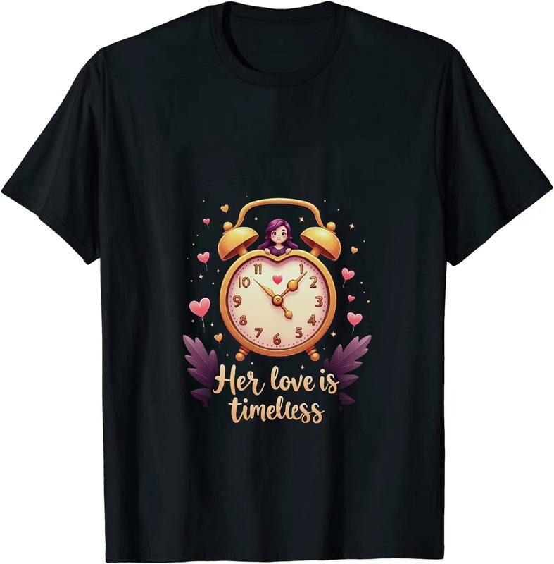 [100% Cotton] Timeless Love Purple Hair Girl Alarm Clock Whimsical T-Shirt Hoodie, Sweatshirt | HypeDripTees.com