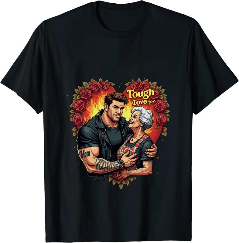 [100% Cotton] Tough Love Couple With Rose Heart Tattoo And Flames T-Shirt Hoodie, Sweatshirt | HypeDripTees.com
