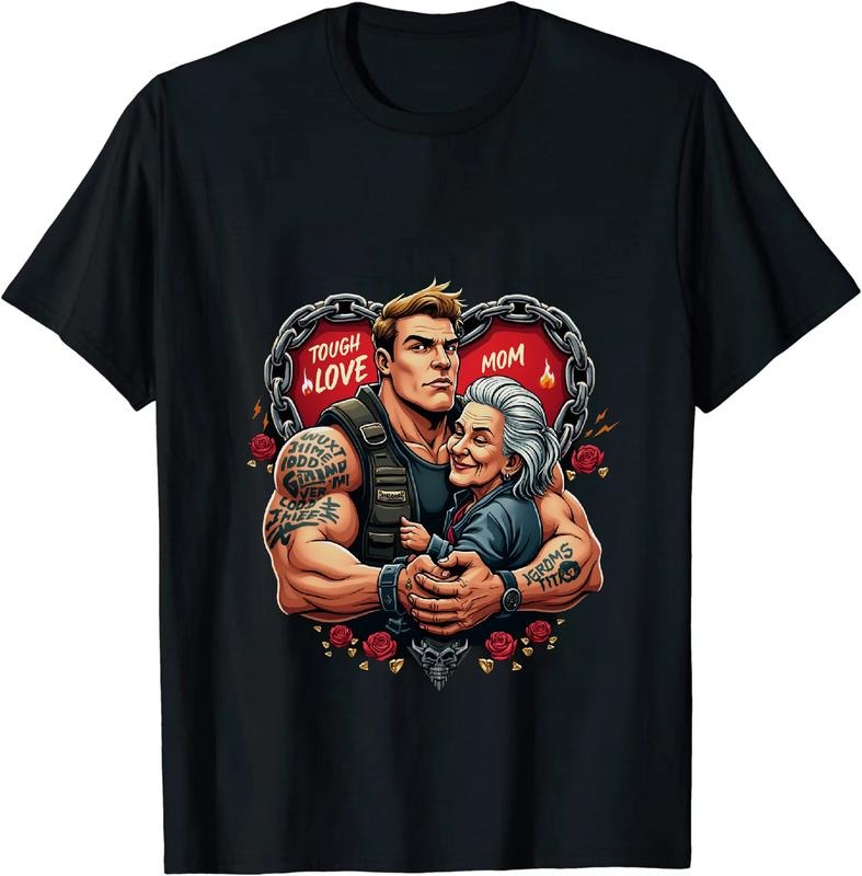 [100% Cotton] Tough Love Mom And Son Heart Chain Tattoo T-Shirt With Floral Design Hoodie, Sweatshirt | HypeDripTees.com