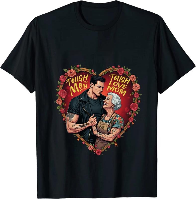 [100% Cotton] Tough Love Mom Cartoon Couple Heart Design Wrench Apron Tattoo T-Shirt Hoodie, Sweatshirt | HypeDripTees.com