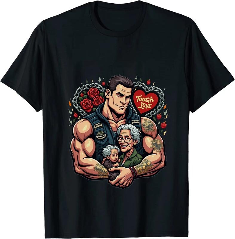 [100% Cotton] Tough Love Strong Man With Roses And Heart T-Shirt For Bold And Confident Style Hoodie, Sweatshirt