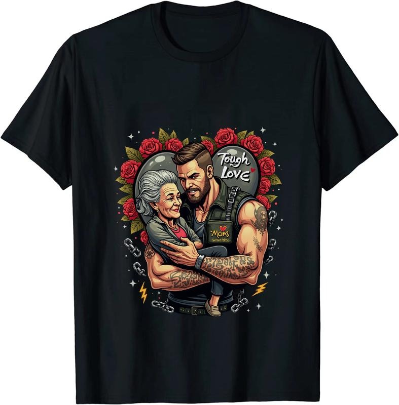 [100% Cotton] Tough Love Tattooed Couple Embrace Red Roses Heart T-Shirt Hoodie, Sweatshirt | HypeDripTees.com