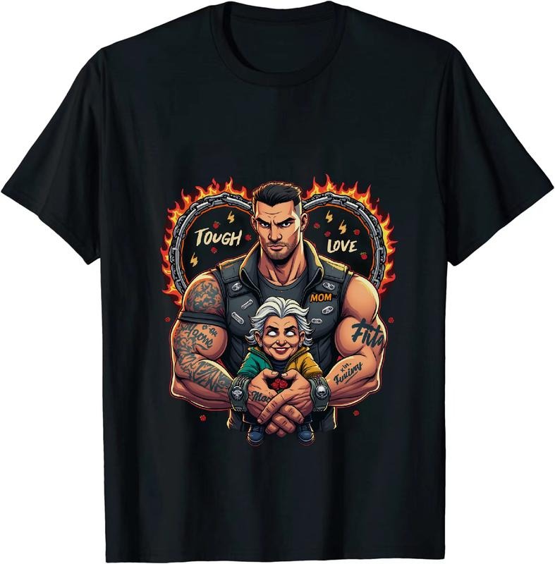 [100% Cotton] Tough Love Tattooed Man And Mischievous Kid Cartoon Graphic T-Shirt Hoodie, Sweatshirt | HypeDripTees.com