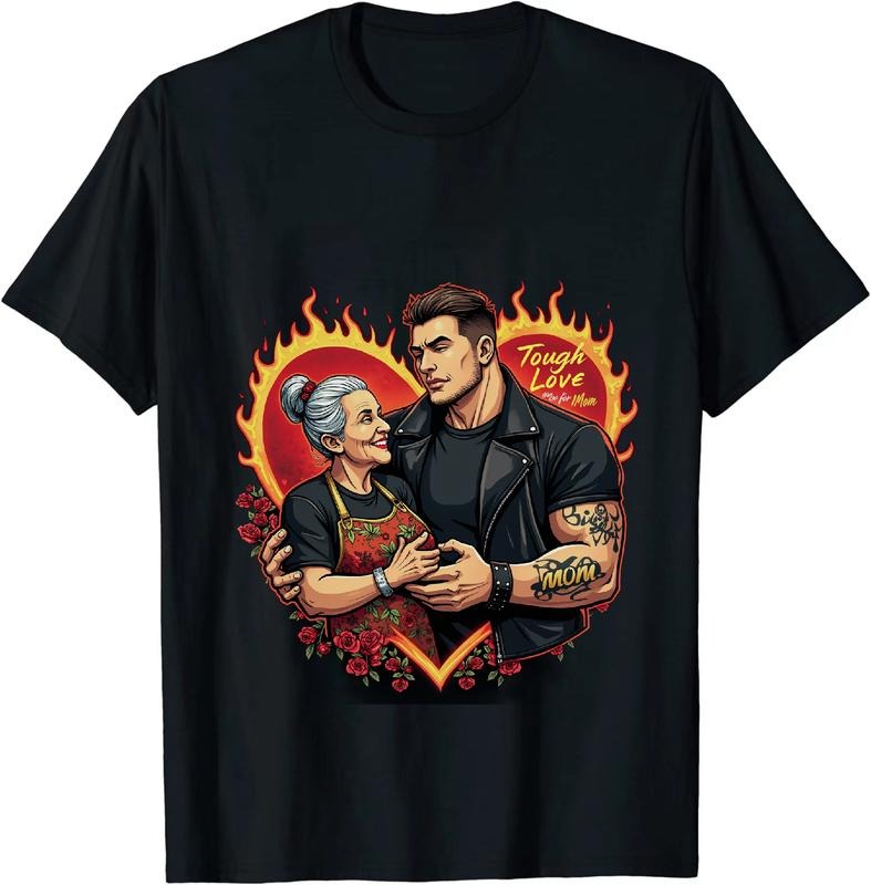 [100% Cotton] Tough Love Vintage Couple With Flames And Roses Graphic T-Shirt Hoodie, Sweatshirt | HypeDripTees.com