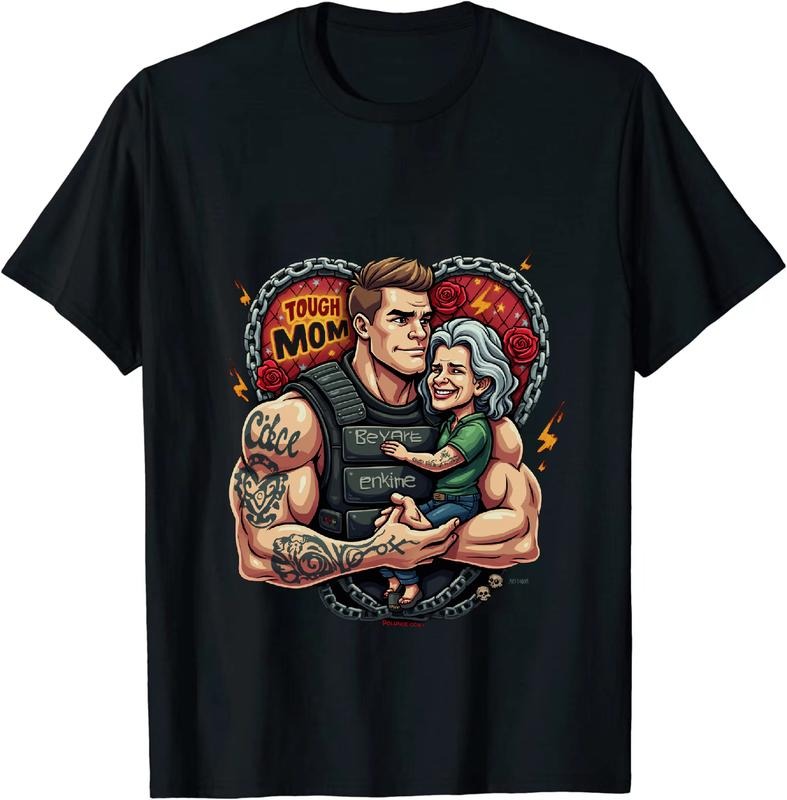 [100% Cotton] Tough Mom Heartwarming Police Hug Chain Rose Tattoo T-Shirt Hoodie, Sweatshirt | HypeDripTees.com