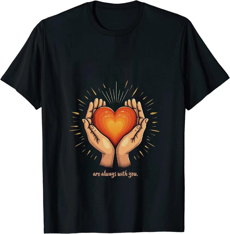 [100% Cotton] Two Hands Holding A Heart Love Energy T-Shirt With Radiating Light Design Hoodie, Sweatshirt | HypeDripTees.com