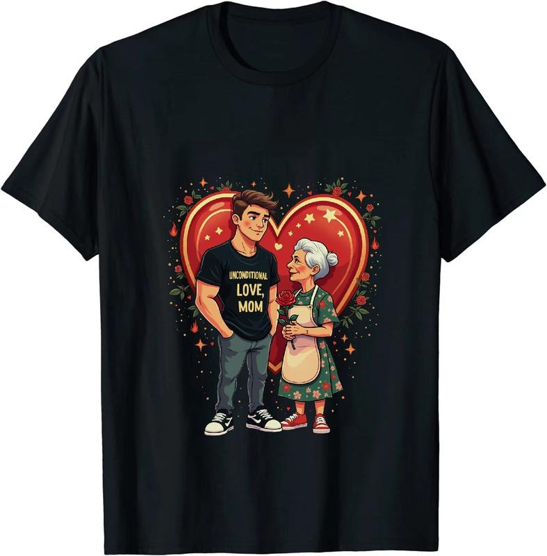 [100% Cotton] Unconventional Love Mom And Son Heartwarming T-Shirt Design With Floral Details Hoodie, Sweatshirt