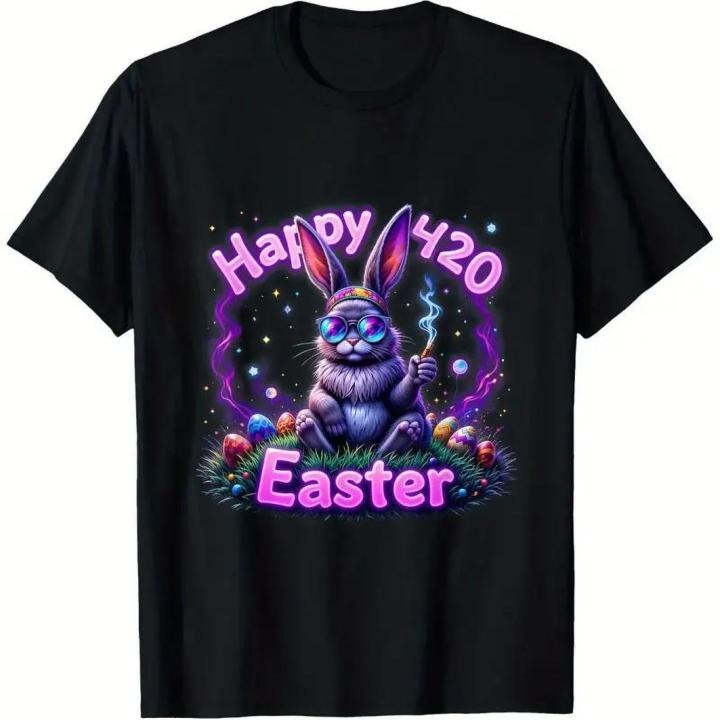 [100% Cotton] Victorian Grace Happy Easter 420 Bunny T - Shirt In Stylish Green Hoodie, Sweatshirt | HypeDripTees.com