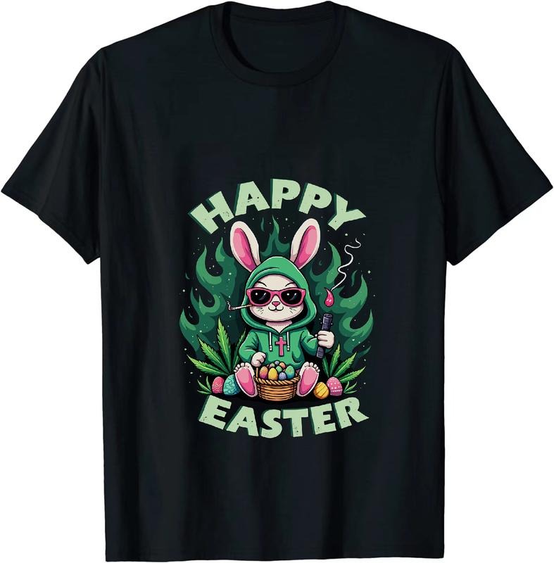 [100% Cotton] Vintage Cool Happy Easter 420 Bunny T - Shirt With Colorful Eggs Hoodie, Sweatshirt | HypeDripTees.com